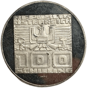 100 шиллингов 1976 год.1000 лет Каринтии.Австрия.Серебро.Proof. 