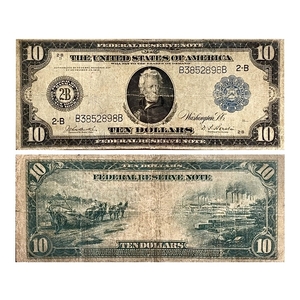 10 долларов США 1914 года.Эндрю Джексона.Банк Нью-Йорк 2-B.Серебряный сертификат.США.Банкнота.