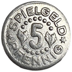 Игровая монета (жетон) 5 пфеннигов (Spielgeld).Германия.1920-1930-е гг.Алюминий.