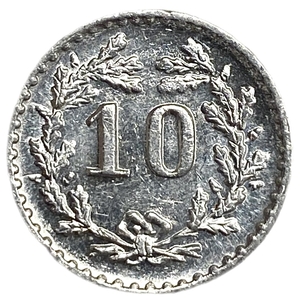 Торговый жетон (токен) 10 раппенов.A.G. Sigg, Frauenfeld.Швейцария.1910–1920-е гг.Цинк.