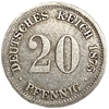 20 пфеннигов 1875 год F.Серия Золотая Марка.Германия.Серебро.