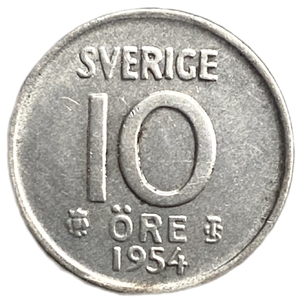 10 эре 1954 год.Густав VI Адольф.Швеция.Серебро.