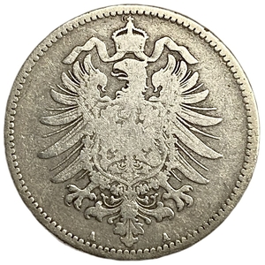 1 марка 1876 год A.Вильгельм I.Империя.Германия.Серебро.