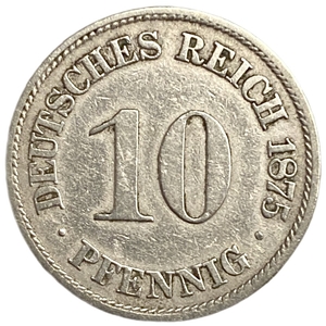 10 пфеннигов 1875 год A.Вильгельм I.Империя.Германия.