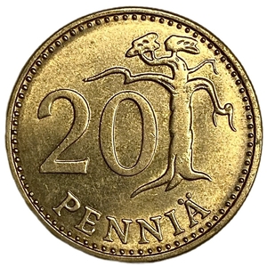 20 пенни 1984 год.Сосна.Финляндия.  