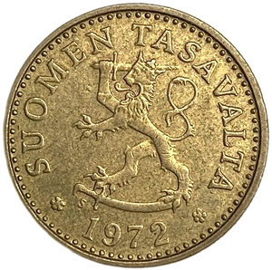 10 пенни 1972 год.Сосна.Финляндия.     