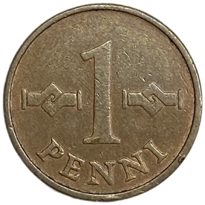 1 пенни 1963 год.Финляндия.  