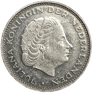 2,5 гульдена 1970 год.Королева Юлиана.Нидерланды.