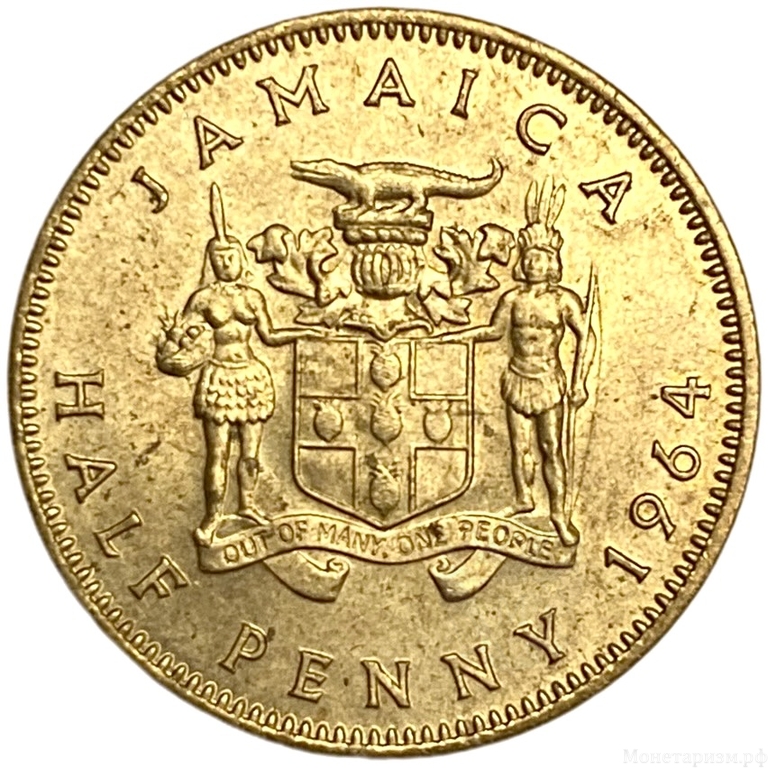 1/2 пенни 1964 год.Елизавета II.Ямайка.   