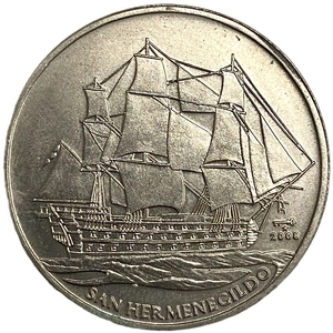 1 песо 2008 год.Линейный корабль Святого Эрменегильдо.Куба.