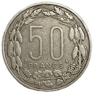 50 франков 1961 год.Антилопы.Центральная Африка.Чад,Габон,Конго.