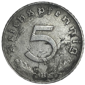 5 рейхспфеннигов 1940 год.Двор B.3 рейх.Германия.