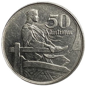 50 сантимов 1922 год.Ладья.Латвия.