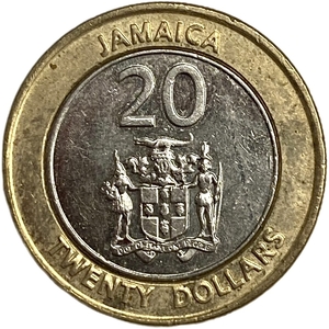 20 долларов 2001 год.Маркус Гарви.Ямайка.Биметалл.