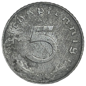 5 рейхспфеннигов 1942 год.Двор B.3 рейх.Германия.  