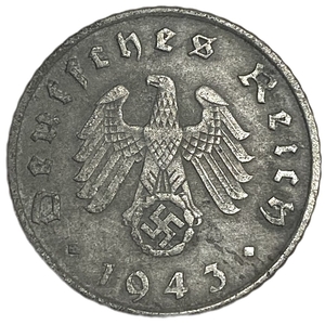 5 рейхспфеннигов 1943 год.Двор A.3 рейх.Германия.  