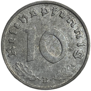 10 рейхспфеннигов 1940 год.Двор B.3 рейх.Германия.      
