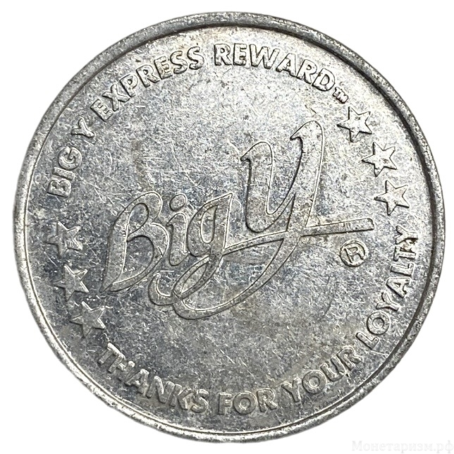 Промо-жетон 1990х годов.Программа лояльности «Big Y Express Reward — Express Savings Club».США.
