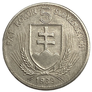 5 крон 1939 год.Андрей Глинка.Оккупация Германией.Словакия. 