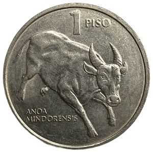 1 писо 1990 год.Бык Тамароу.Хосе Рисаль.Филлипины.