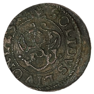 Солид (шеляг) 165... года.Королева Кристина (1632–1654).Шведская Ливония г.Рига.