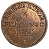 3 пфеннинга 1870 год (A).Вильгельм I.Пруссия.Германия.Медь.