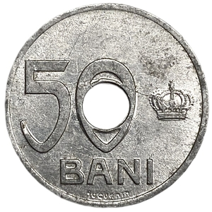 50 бани 1921 год.С отверстием.Королевство Румыния.Румыния.