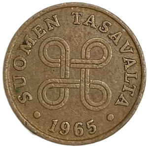 1 пенни 1965 год.Финляндия.      