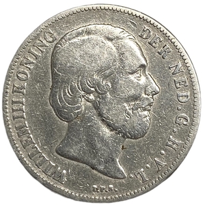 1 гульден 1851 год.Вильгельм III.Нидерланды.Серебро. 