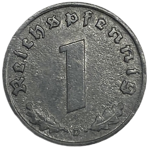 1 рейхспфенниг 1943 год.Двор D.3 рейх.Германия.  