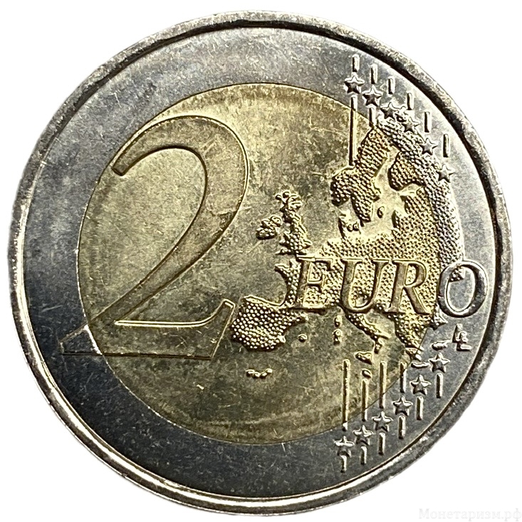 2 евро 2013 год.20 лет членства в ООН.Монако.Биметалл.