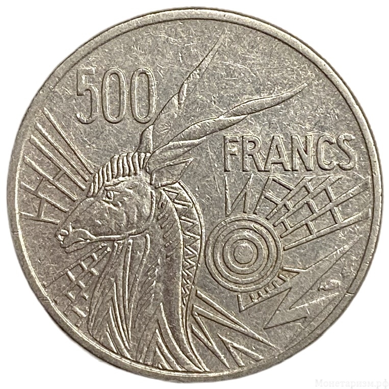500 франков 1984 год.Женщина с цветком.Центральная Африка.