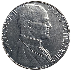 100 лир 1988 год.Папа Иоанн Павел II.Адам нарекает животных.Ватикан.