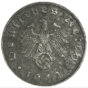 1 рейхспфенниг 1942 год.Двор B.3 рейх.Германия.  