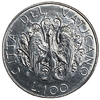 100 лир 1989 год.Папа Иоанн Павел II.Милосердие и искупление.Ватикан.
