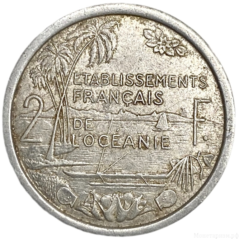 2 франка 1949 год.Французская Океания.