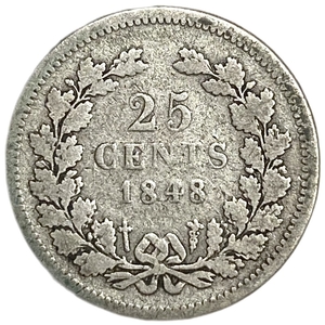 25 центов 1848 год.Вильгельм II.Нидерланды.Серебро.
