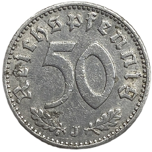 50 рейхспфеннигов 1935 год.Двор J.3 рейх.Германия.  