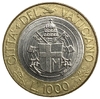1000 лир 1998 год.Папа Иоанн Павел II.20 лет понтификата.Ватикан.Биметалл.