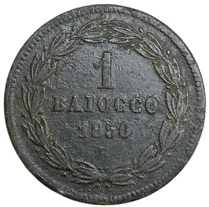 1 байокко 1850 год.Папа Пий IX.Папская область.Ватикан.