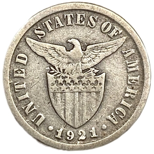 10 сентаво 1921 год.Либерти.Филиппины.Серебро.