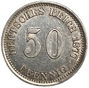 50 пфеннигов 1877 год (E).Германия.Серебро.