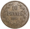 10 пенни 1867 год.Александр II.Русская Финляндия.РИ.Медь. 
