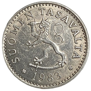 10 пенни 1983 год.Сосна.Финляндия. 