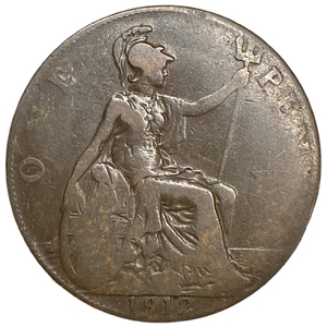 1 пенни 1912 год.Георг V.Великобритания.Бронза. 