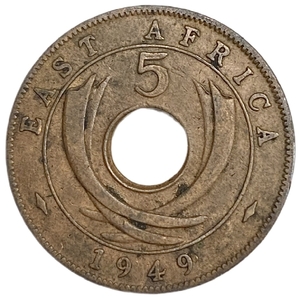5 центов 1949 год.Георг VI.Британская Восточная Африка.  