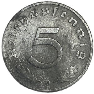 5 рейхспфеннигов 1942 год.Двор D.3 рейх.Германия. 