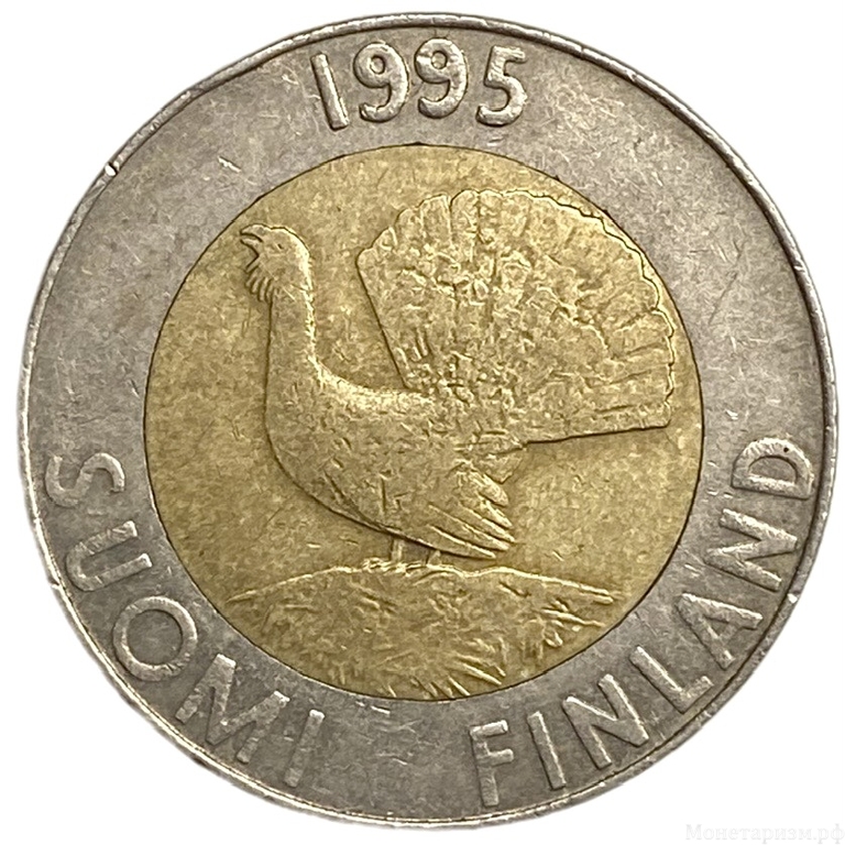 10 марок 1995 год.Глухарь.Финляндия.Биметалл.