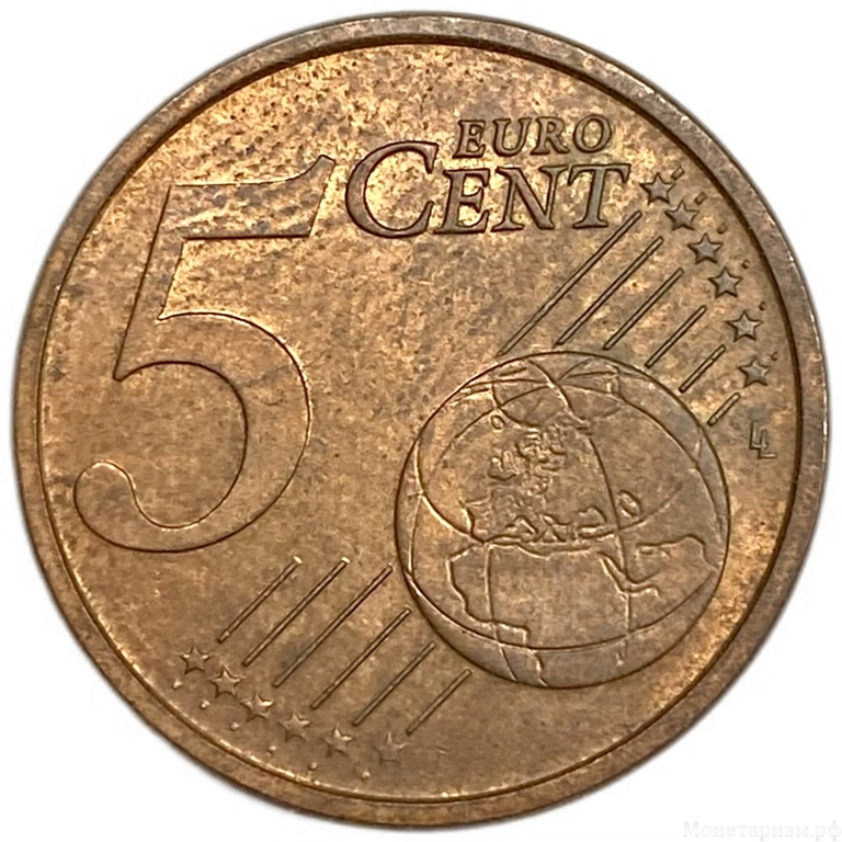 5 евроцентов 2002 год.Италия.
