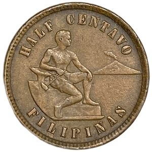 1/2 сентаво 1903 год.Филиппины.Бронза.